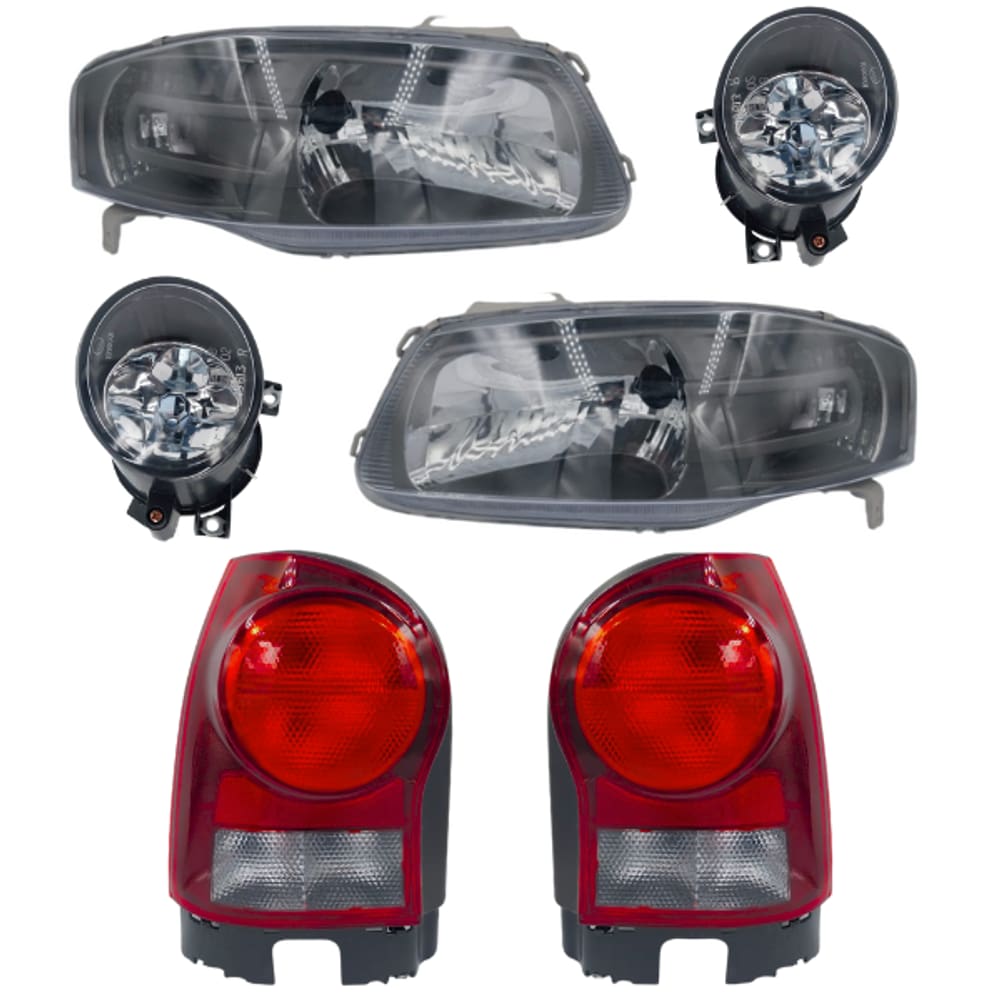 Kit Farol Gol G4 2006 Á 2013 Mascara Cinza+lanterna Fume+milha