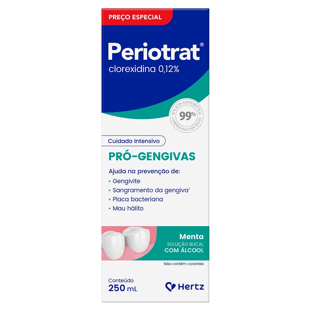 Periotrat 0,12% Pró Gengivas Solução Bucal Sabor Menta com Álcool 250ml