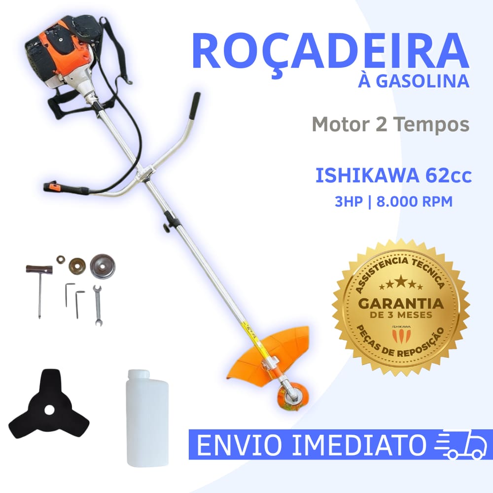 Roçadeira Potente A Gasolina Cortador De Grama 62cc