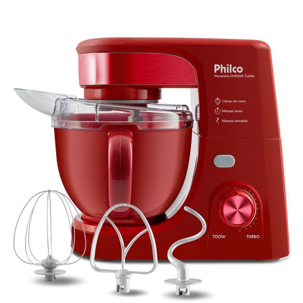 Batedeira Planetária 4,5 Litros 700W Vermelha - PHP500V Turbo Philco