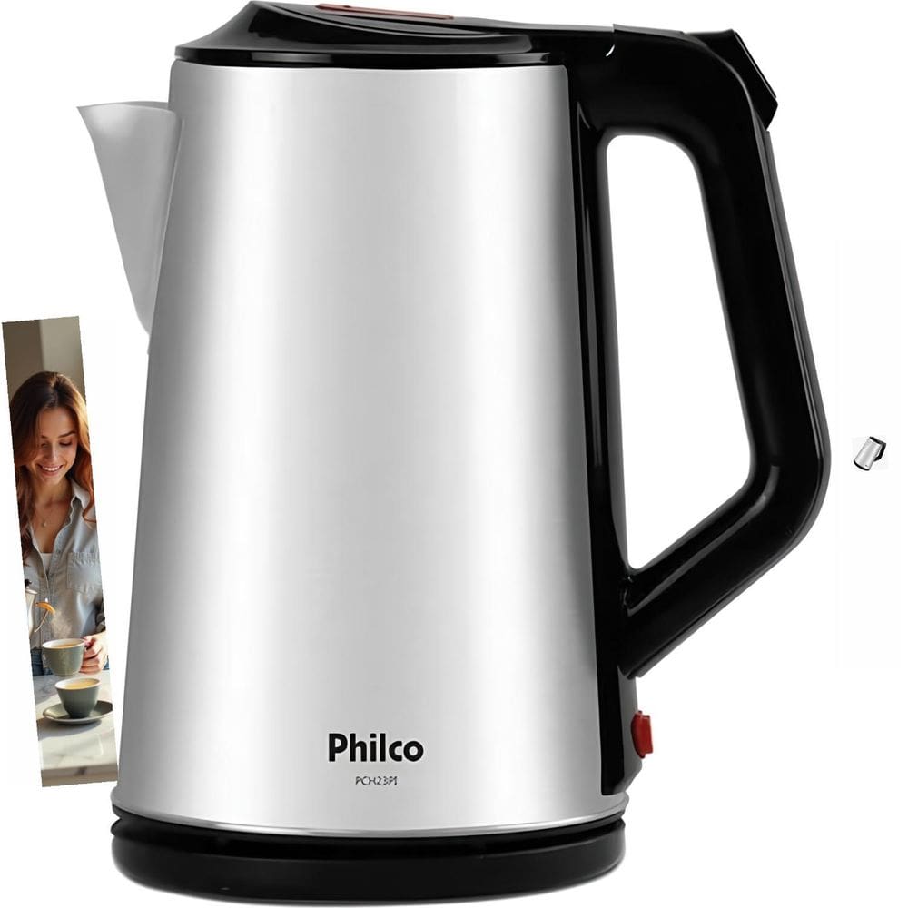 Chaleira Elétrica Philco PCH23PI Inox 2,3L Desligamento Automático Base Removível 360°
