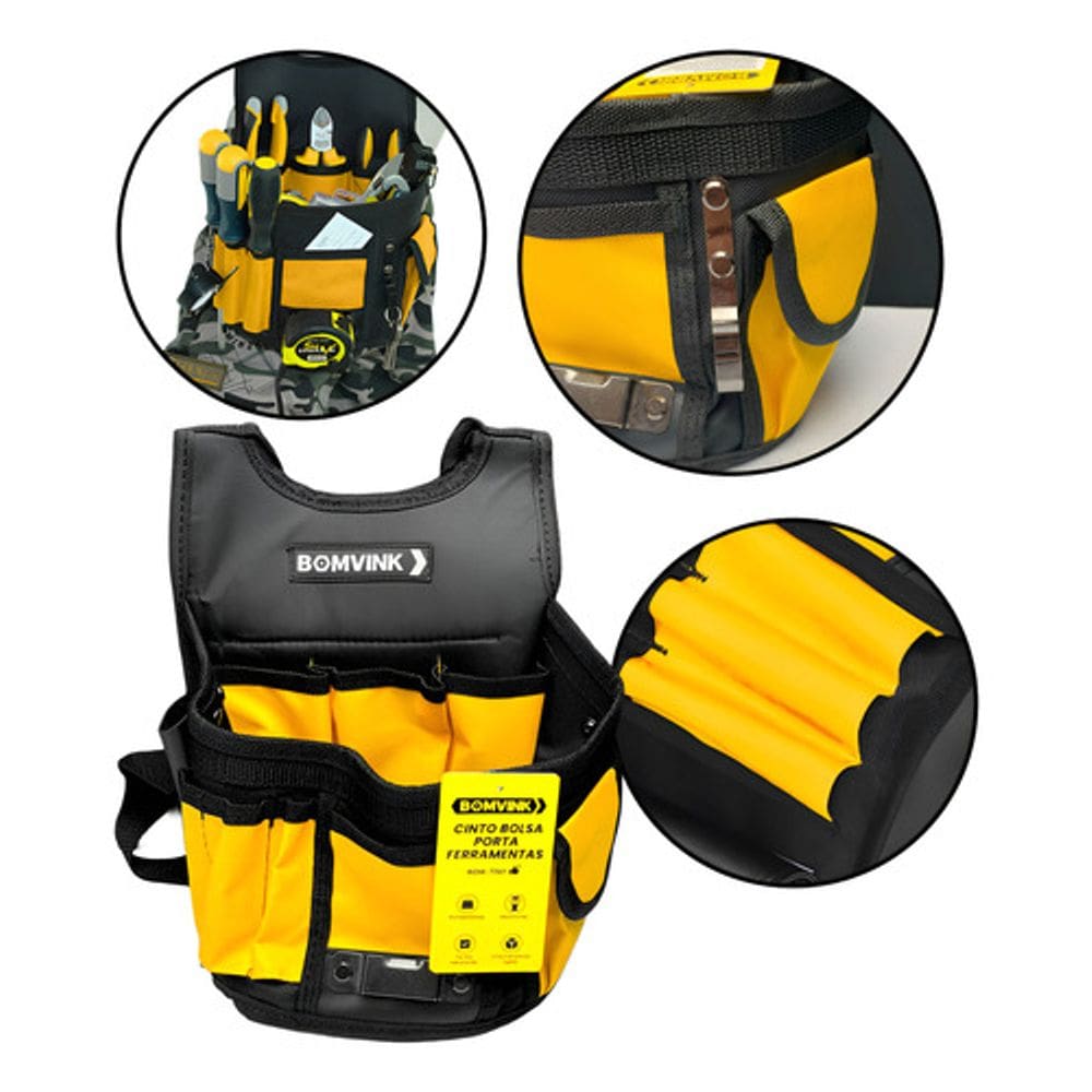 Cinto Porta Ferramentas Profissional Tecido Resistente Amarelo Preto