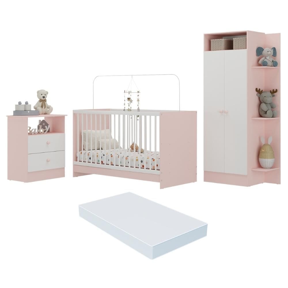 Jogo de Quarto Infantil com Colchão Incluso Pom Pom Multimóveis MP4388