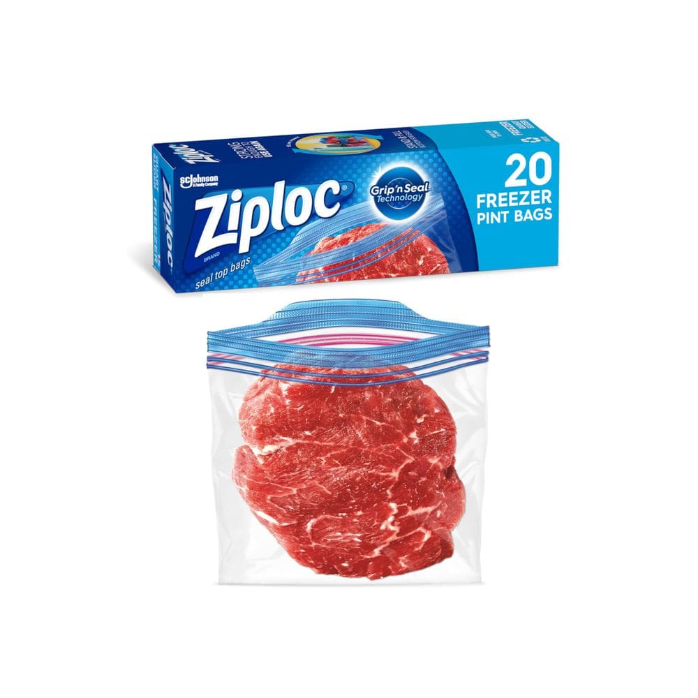 Bolsas para Almacenamiento de Alimentos Ziploc para Congelador de 475 ml, Paquete de 20 con Sellado de Agarre