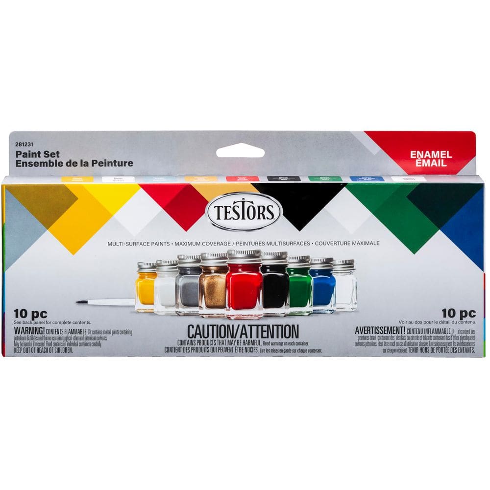 Conjunto de pintura esmaltada Testors 281231, conjunto de 10 peças com pincel e bandeja