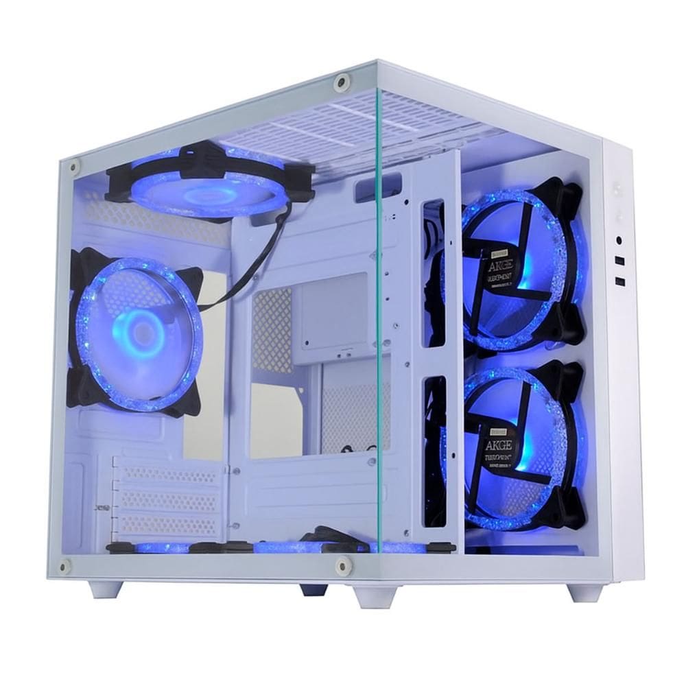 Gabinete Gamer Aquário K-Mex W2SB - Vidro Temperado - Micro-ATX - Câmara Dupla - Branco
