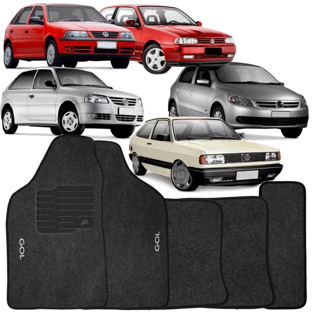Tapete Carpete Gol G3 2000 à 2005 Logo Bordado Jogo 5 Peças Personalizado Automotivo