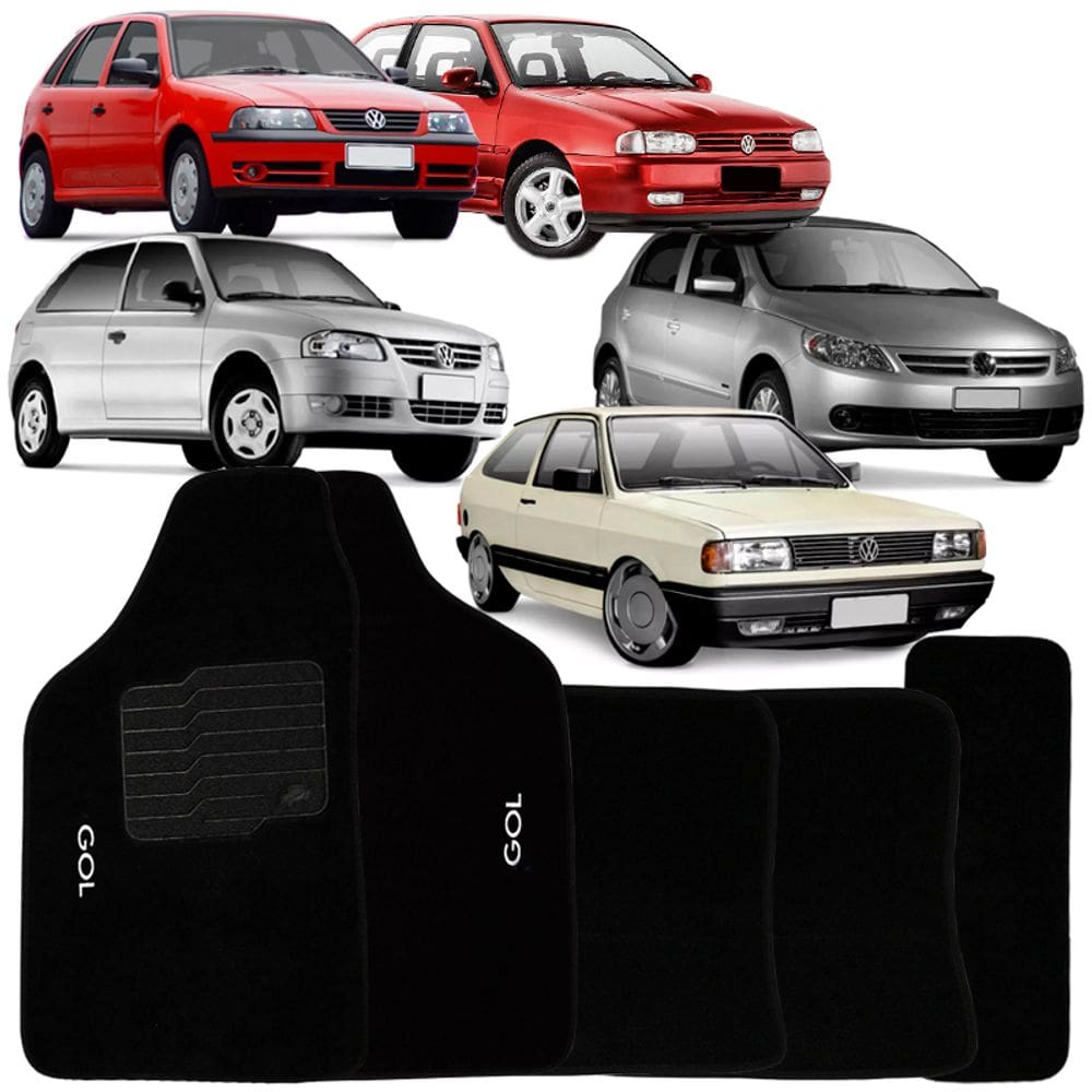 Tapete Carpete Gol G3 2000 à 2005 Logo Bordado Jogo 5 Peças Personalizado Automotivo