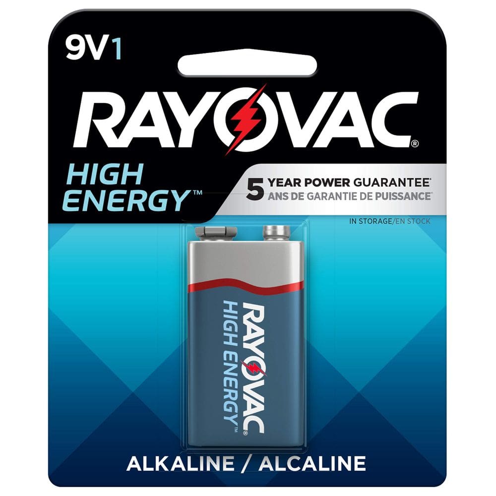 Pacote com 1 bateria alcalina de alta energia Rayovac 9V