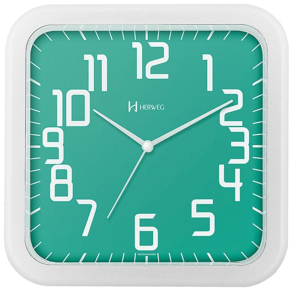 Relógio De Parede Herweg Quadrado Menta 6667-283