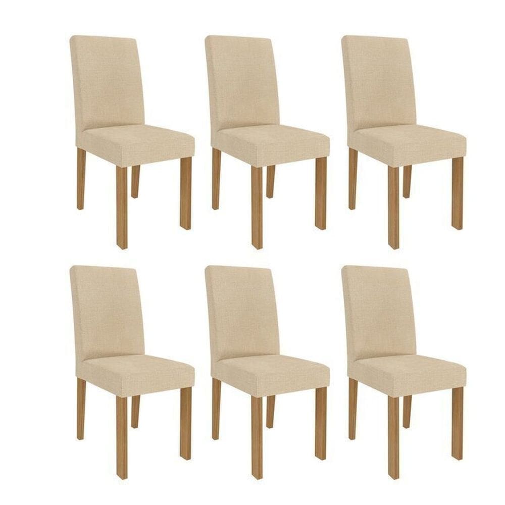 Kit 6 Cadeiras para Sala de Jantar EstofadasMaia Marrom/Gengibre