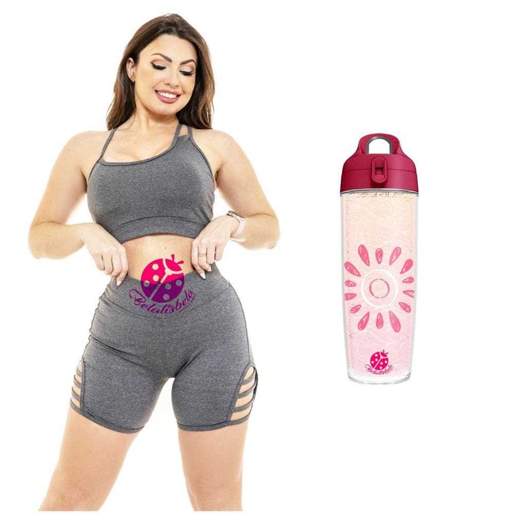 Kit Conjunto Roupa Fitness com Meia Aeróbica Garrafa Squeeze