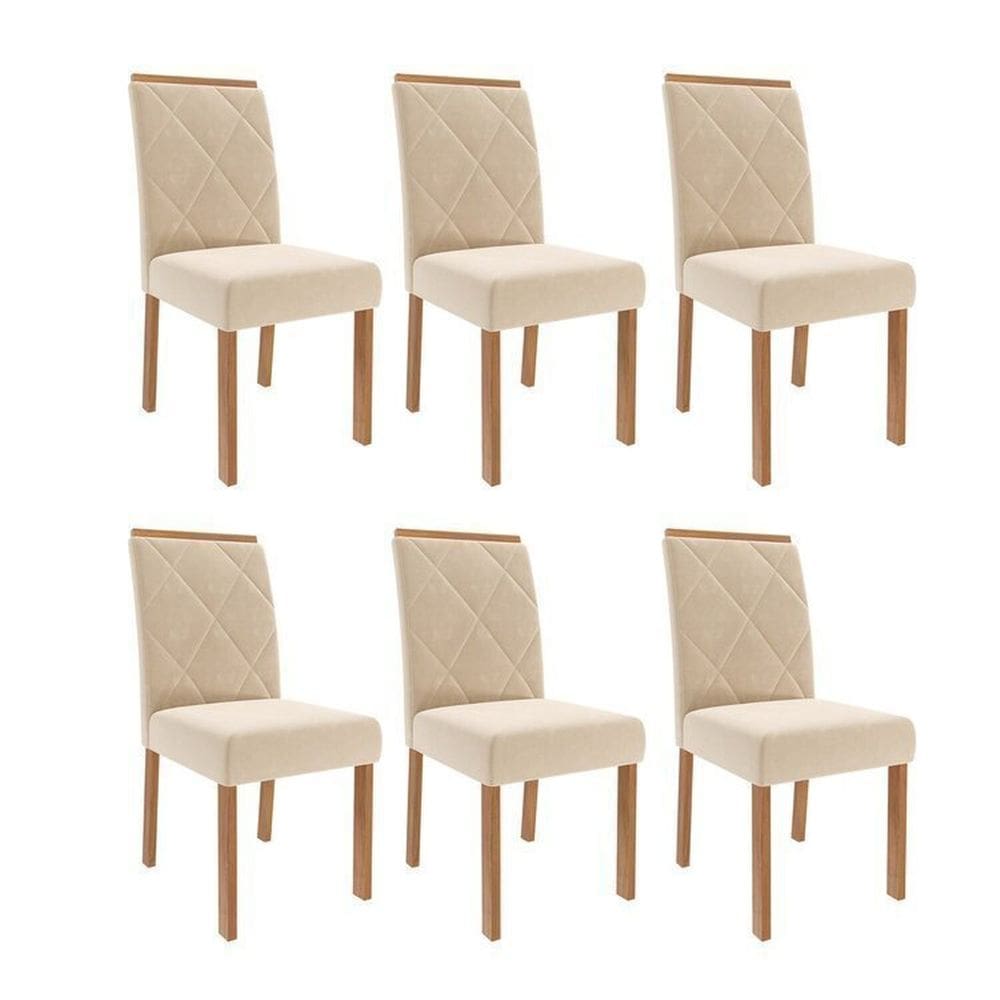 Kit 6 Cadeiras para Sala de Jantar EstofadasFernanda Nude