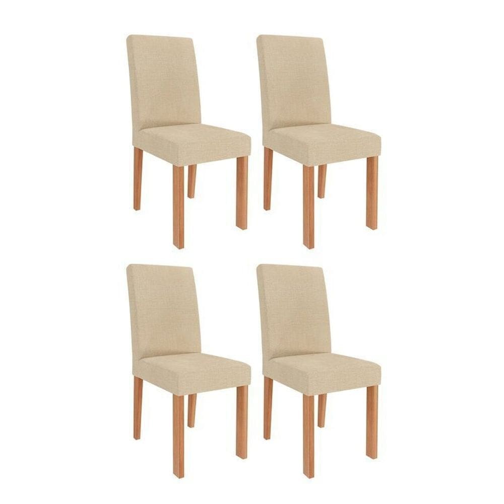 Kit 4 Cadeiras para Sala de Jantar Estofadas Maia Cinamomo/Gengibre
