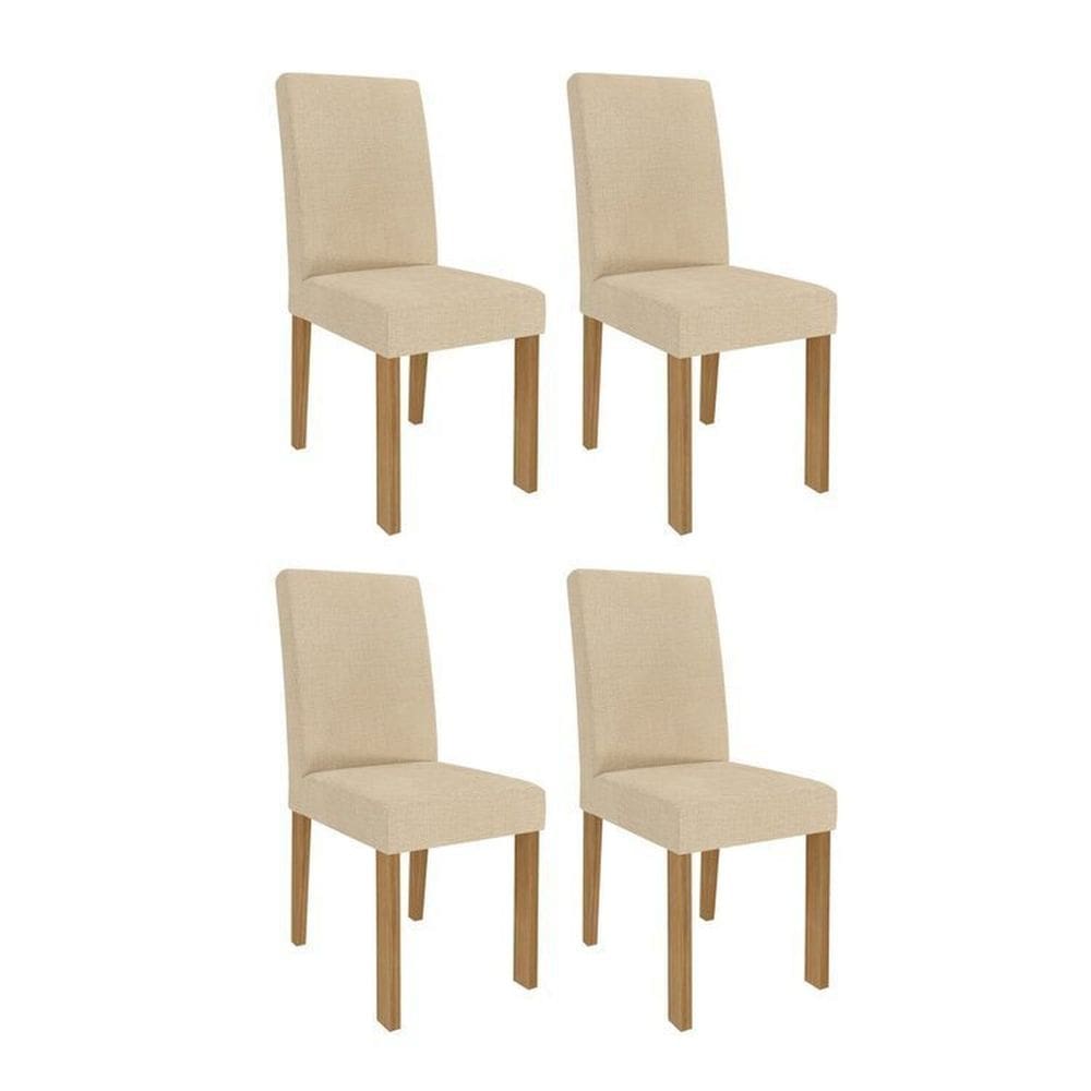 Kit 4 Cadeiras para Sala de Jantar Estofadas Maia Marrom/Gengibre