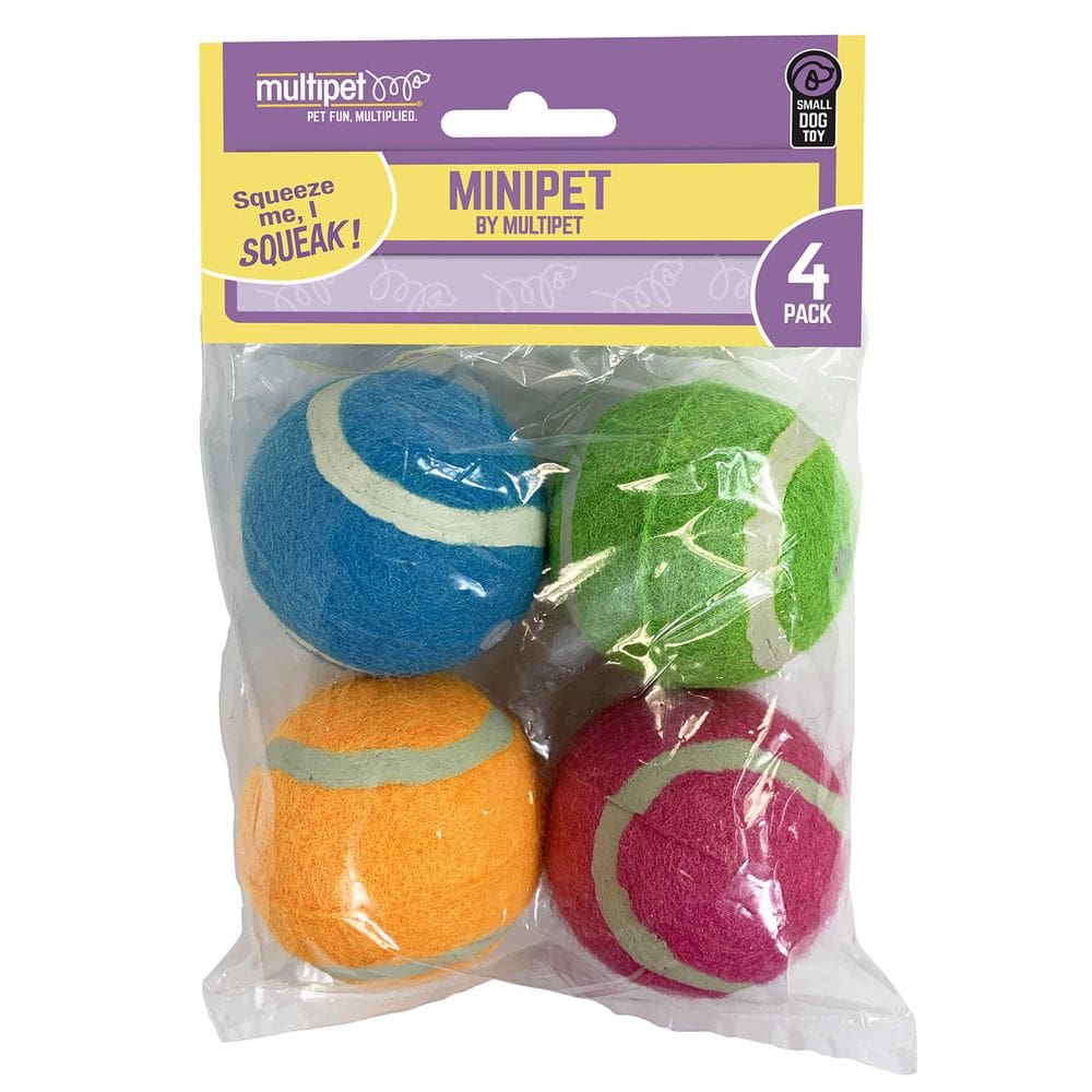 Bolas de tênis Multipet MiniPet Squeaky para cães pequenos (pacote com 4)