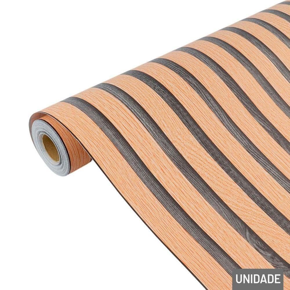 Papel De Parede 45cm X 10m Ripado Laranja - Tudo Em Caixa