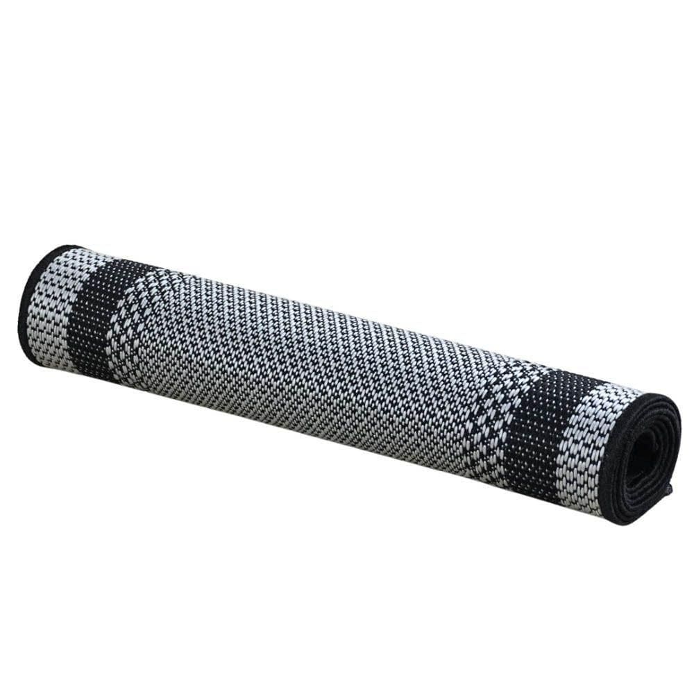 Tapete Passadeira Sisal 2,00m X 66cm Base Antiderrapante Para Corredor Cozinha Quarto Sala - Preto Cinza