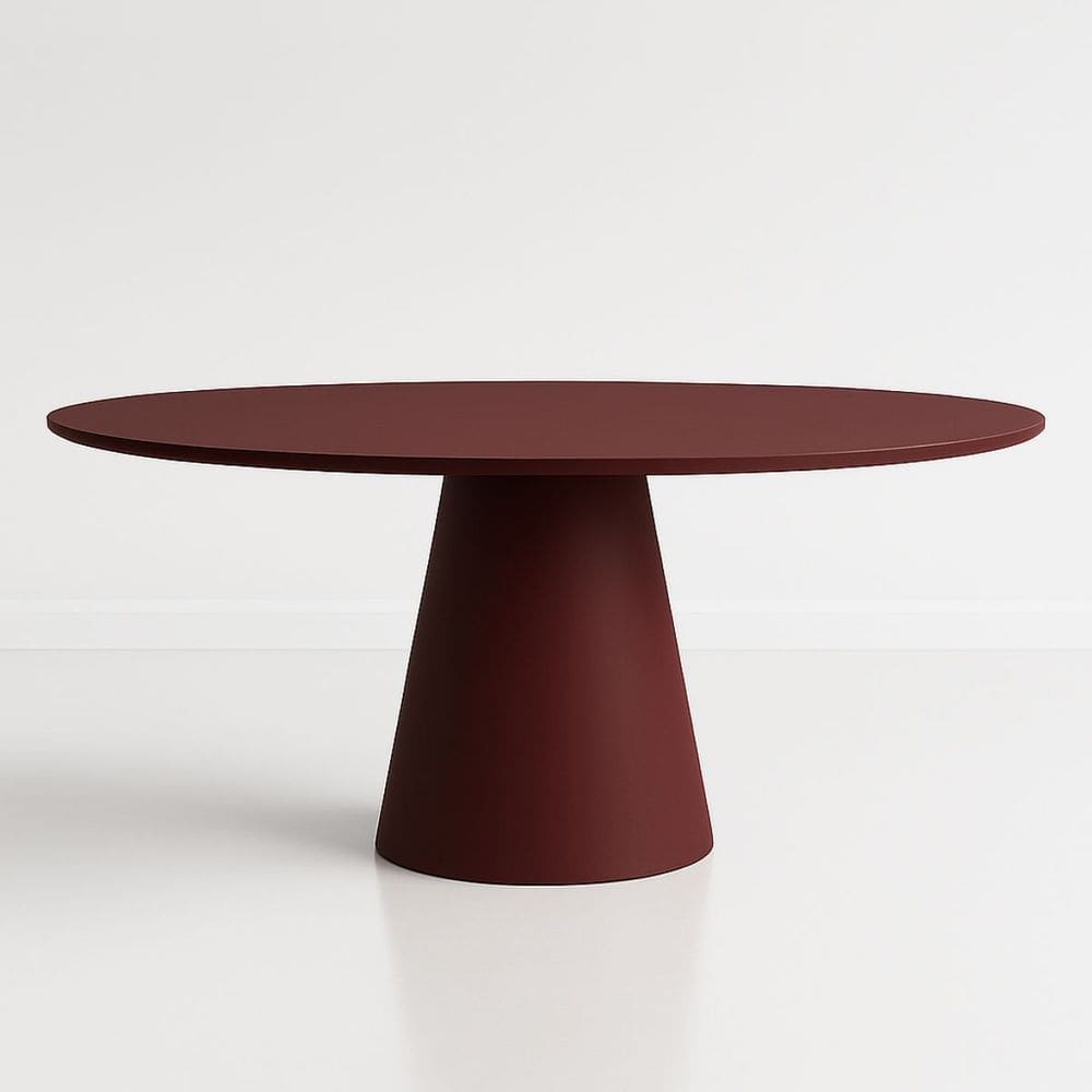 Mesa de Jantar Cone Oval 180x100 cm Laca Vinho Marsala