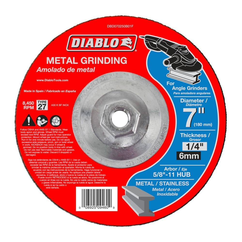 Disco de moagem Diablo 7” 27 tipo metal inoxidável com 0,6 cm de espessura