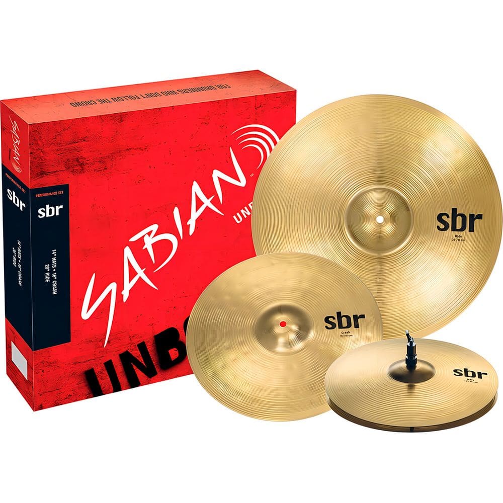 KIT DE PRATOS SABIAN PURE BRASS 14” HI HAT 16” CRASH 20 RIDE” - SBR