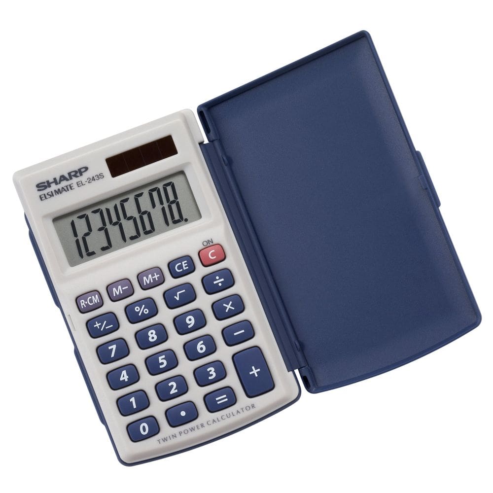Calculadora Sharp Electronics EL-243S com alimentação dupla de 8 dígitos
