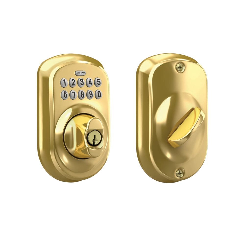 Teclado Deadbolt Schlage BE365 V PLY 505 Plymouth Bright Brass