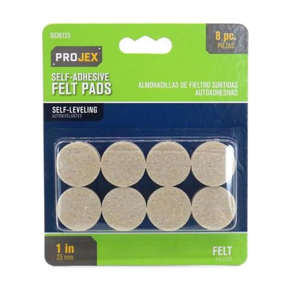 Protetor de piso para móveis PROJEX Felt Pads 2,5 cm, pacote com 8