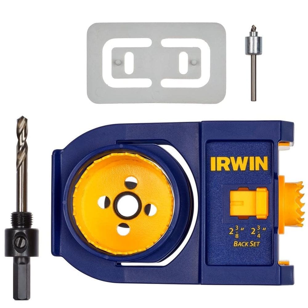 Kit de instalação de fechadura de porta IRWIN bimetálica ajustável azul