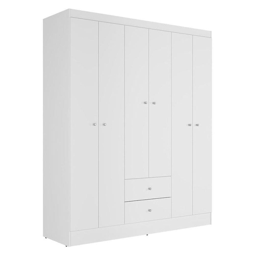 Guarda Roupa Solteiro Versa 6 Portas Branco Rosa Flex Fosco - Kits Paraná