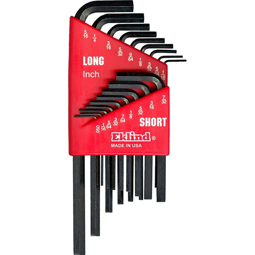 Chave Allen EKLIND 10018 Hex-L - conjunto de 18 peças, tamanhos SAE em polegadas 0,050-5/16, curta e longa