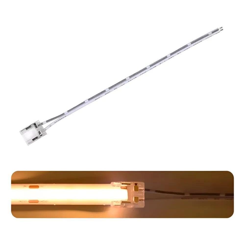 10X Cabo Conector Rabicho Fita Led Cob 2 Vias Monocor 8Mm I