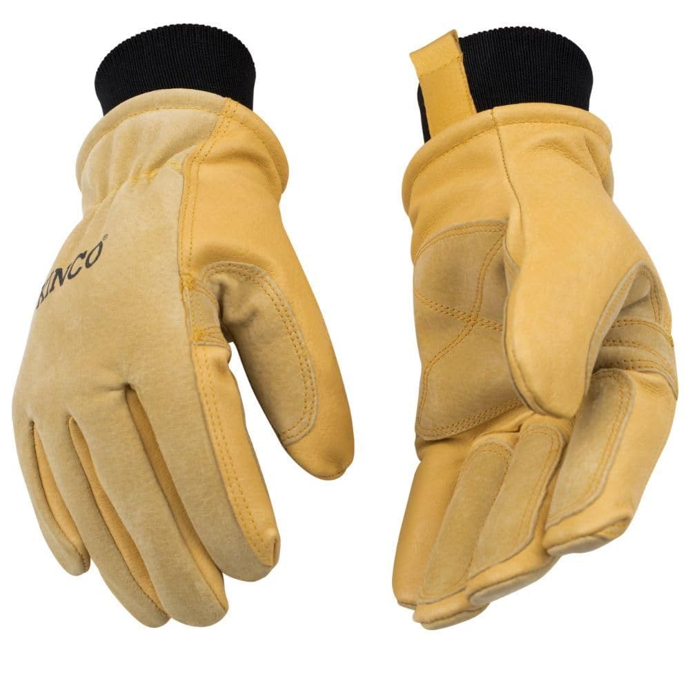 Luva de esqui Kinco 901-L para homens, pele de porco, couro dourado, grande