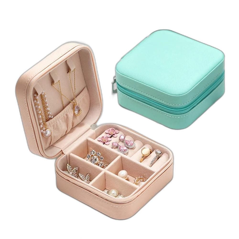Porta Joias Portátil Quadrada Com Zíper Organizador De Joia
