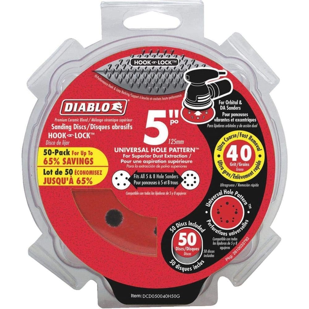 Discos de lixar Diablo Premium Fast Hook & Lock, pacote com 40 grãos e 50