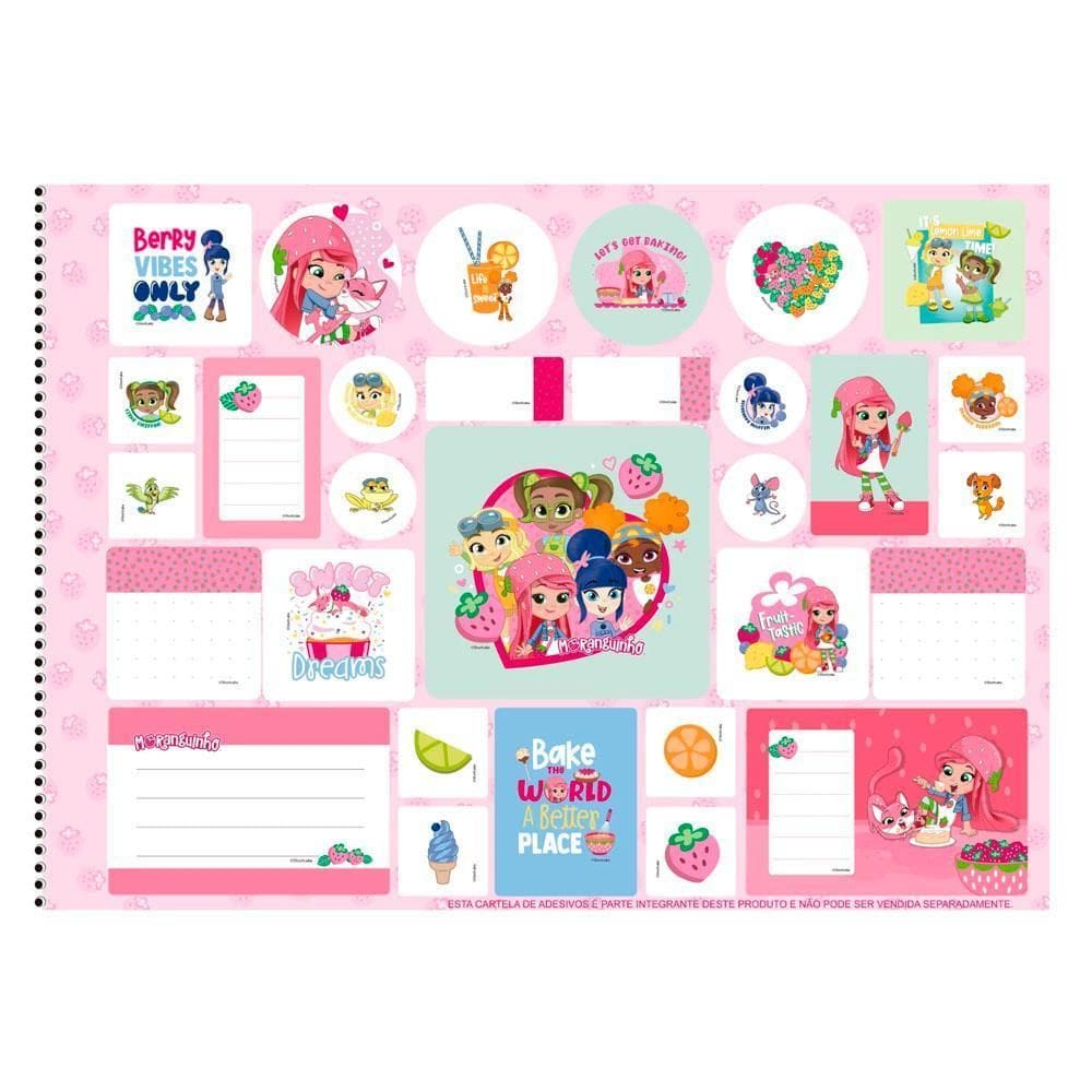 Caderno Cartográfia 60Fls Moranguinho Rosa Claro Animativa