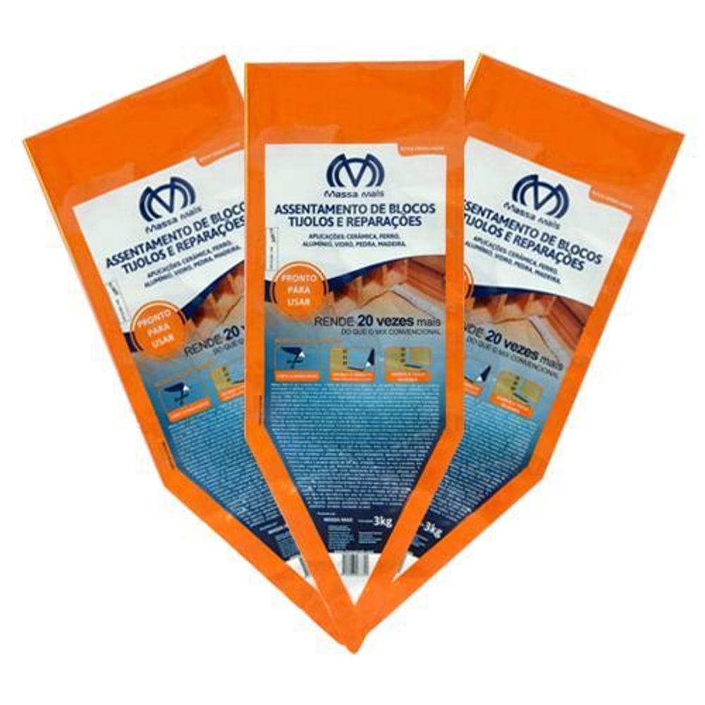 Kit 3 Packs Argamassa Polimérica Cola Blocos E Tijolos 3Kg