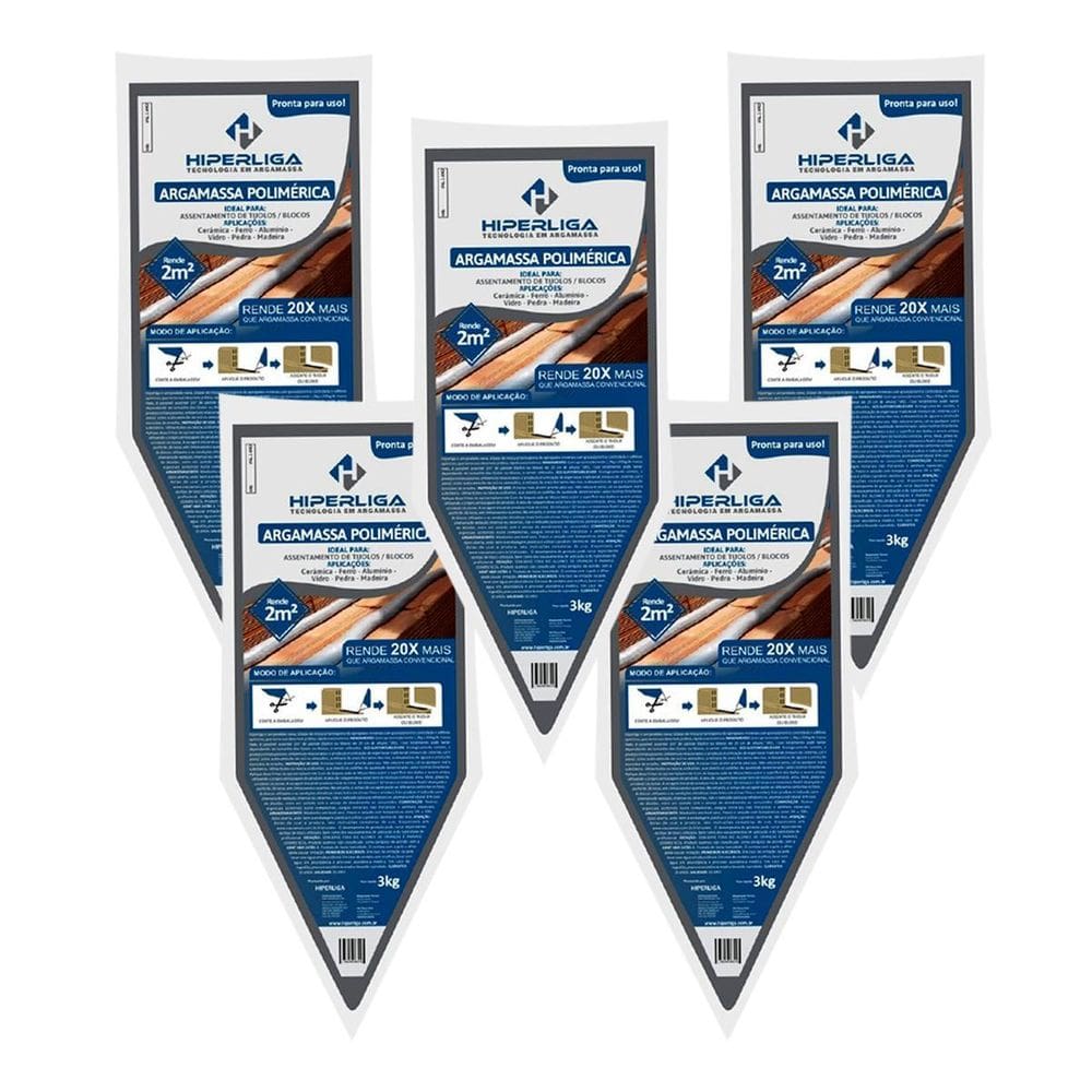 Kit 5 Argamassa Polimérica Hiper Liga 3Kg Blocos E Tijolos