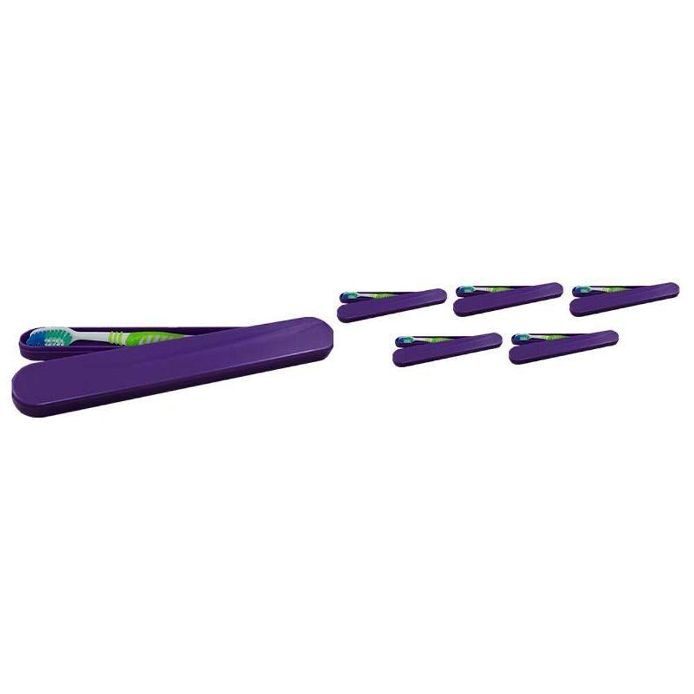 Kit 6 Porta Escova Dental Lilás Plástico
