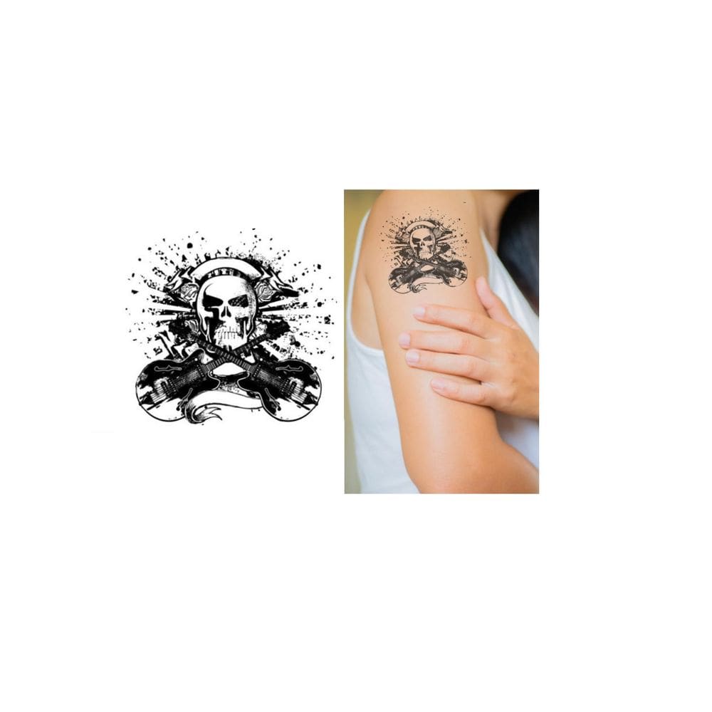 Tatuagem Temporaria Rock In Roll Modelo Preto