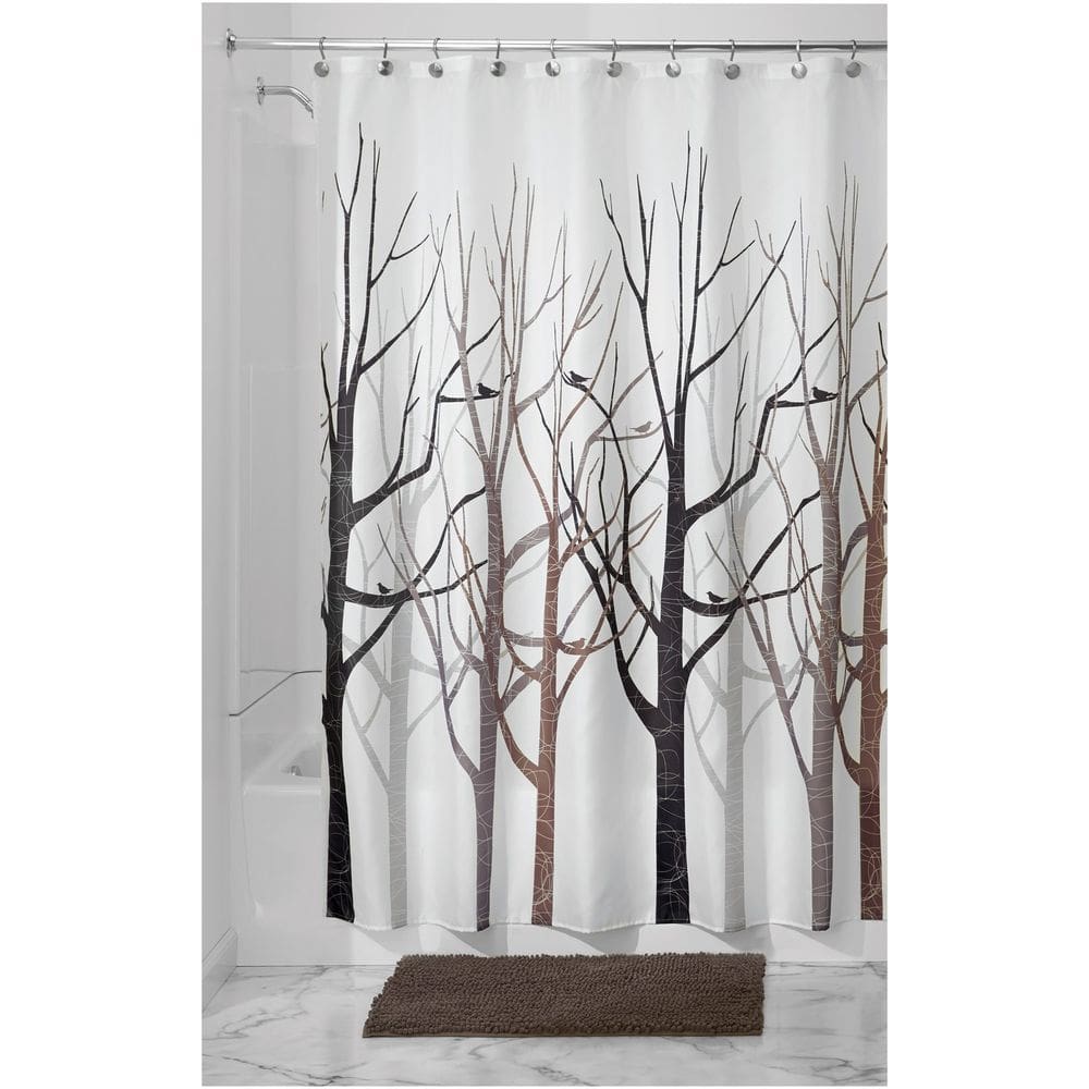 Cortina de chuveiro iDesign Fabric Forest 100% poliéster 72x72cm