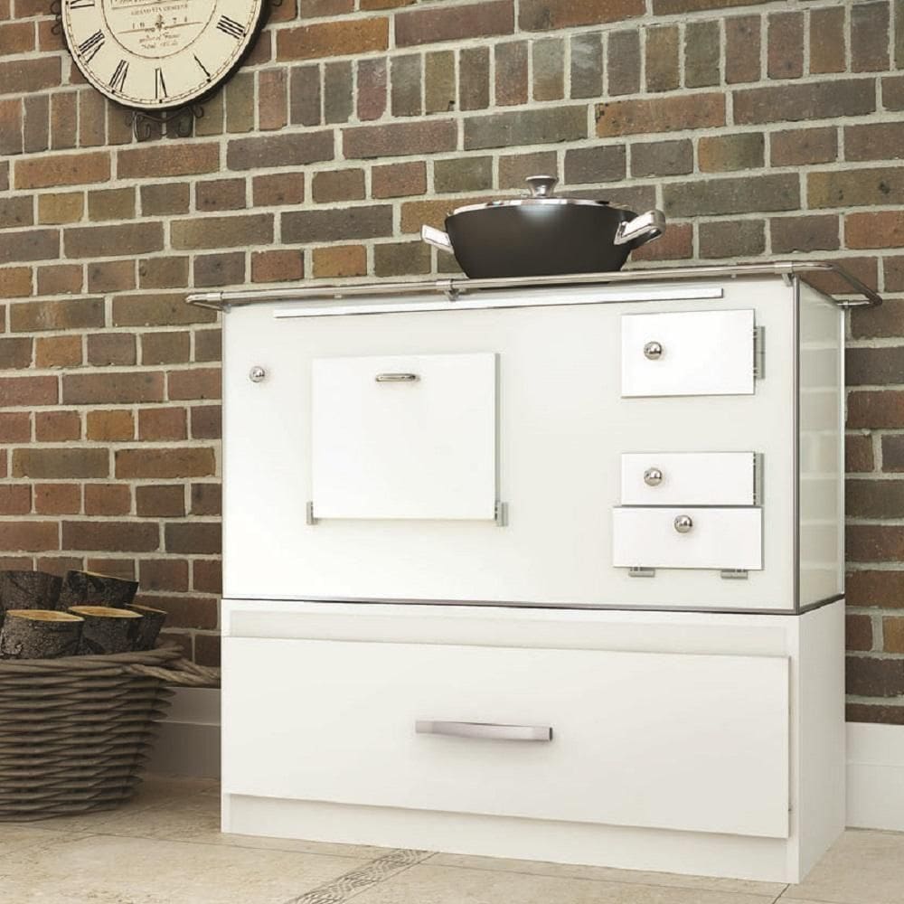 Armário Caixa De Lenha Embutida Fogão N2 82cm Com Gaveta Branca