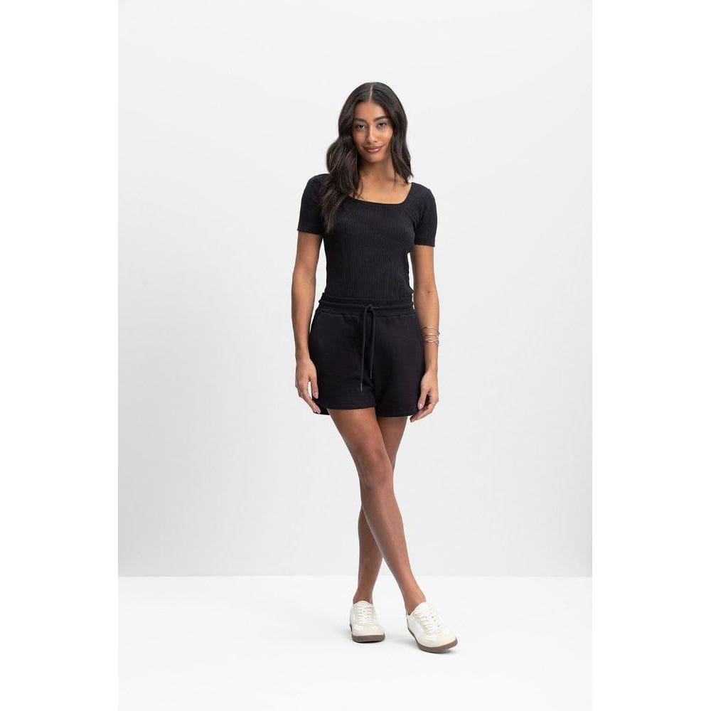 Shorts Feminino Em Moletom Essendi Preto