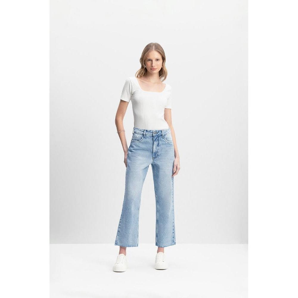 Calça Jeans Pantacourt Feminina Essendi Jeans Médio