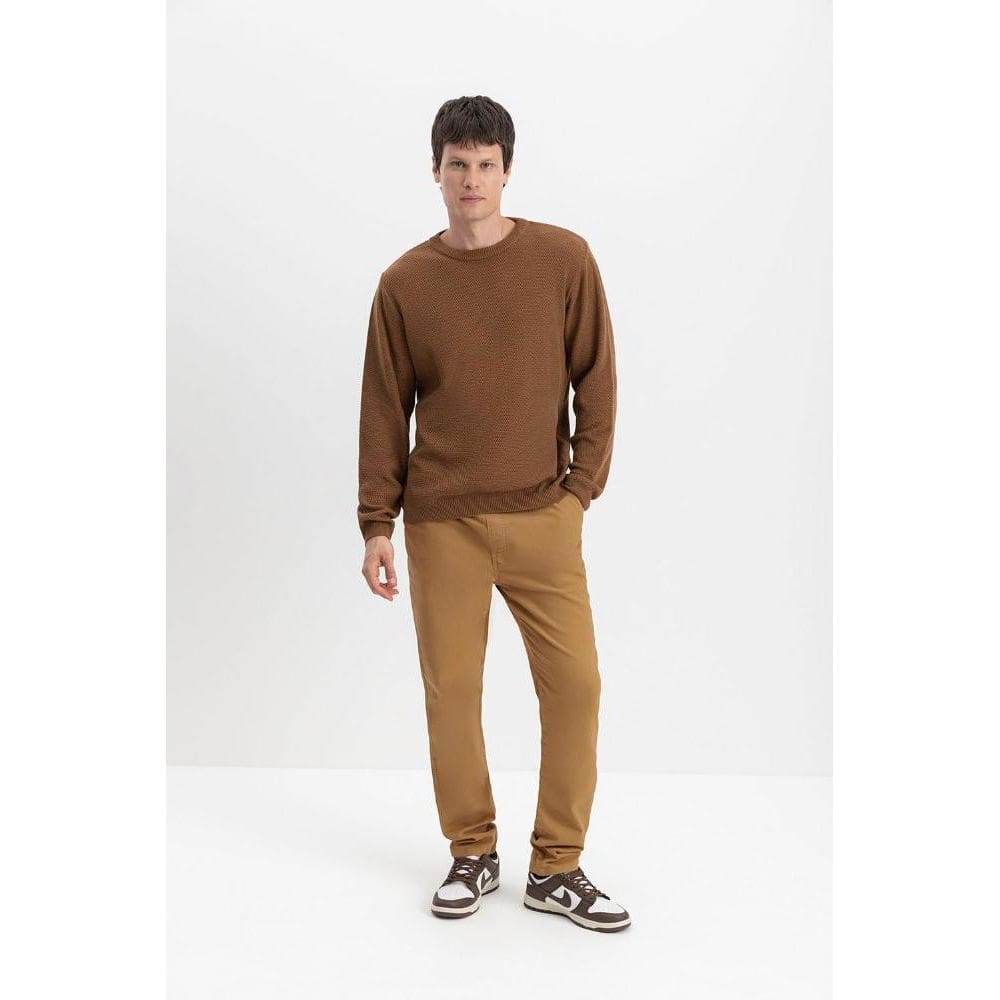 Suéter Masculino Em Tricot Essendi Camel Médio