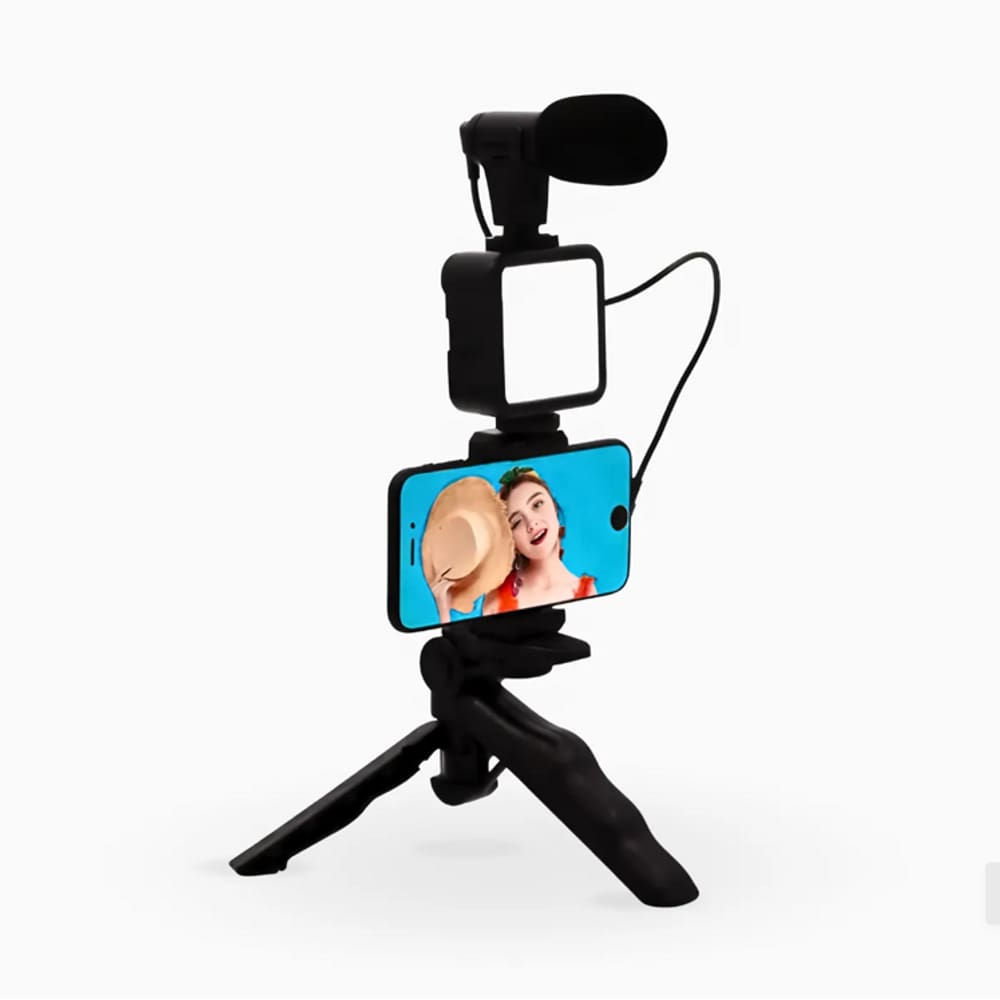 Kit Iluminação Microfone Celular Vlog Estúdio