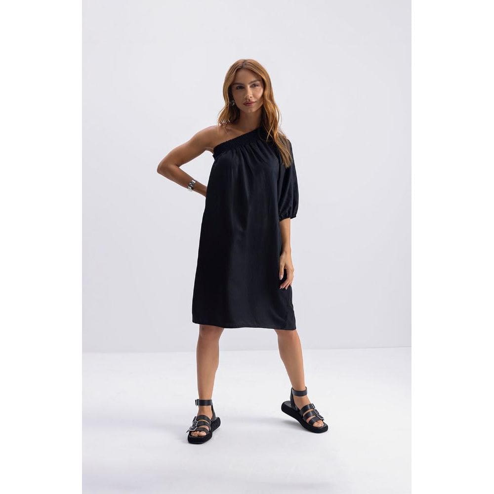 Vestido Feminino Preto Com Decote Assimétrico Essendi Preto
