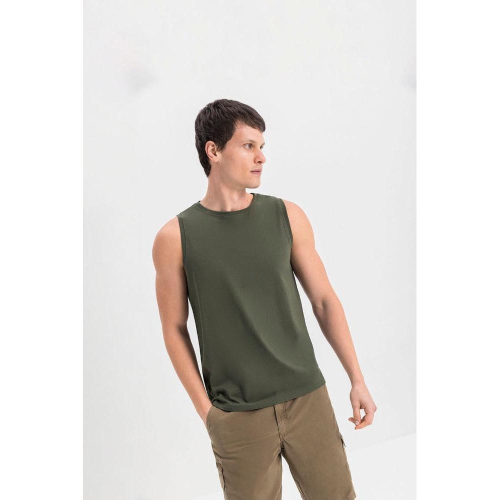 Regata Masculina Em Meia Malha Essendi Verde Escuro