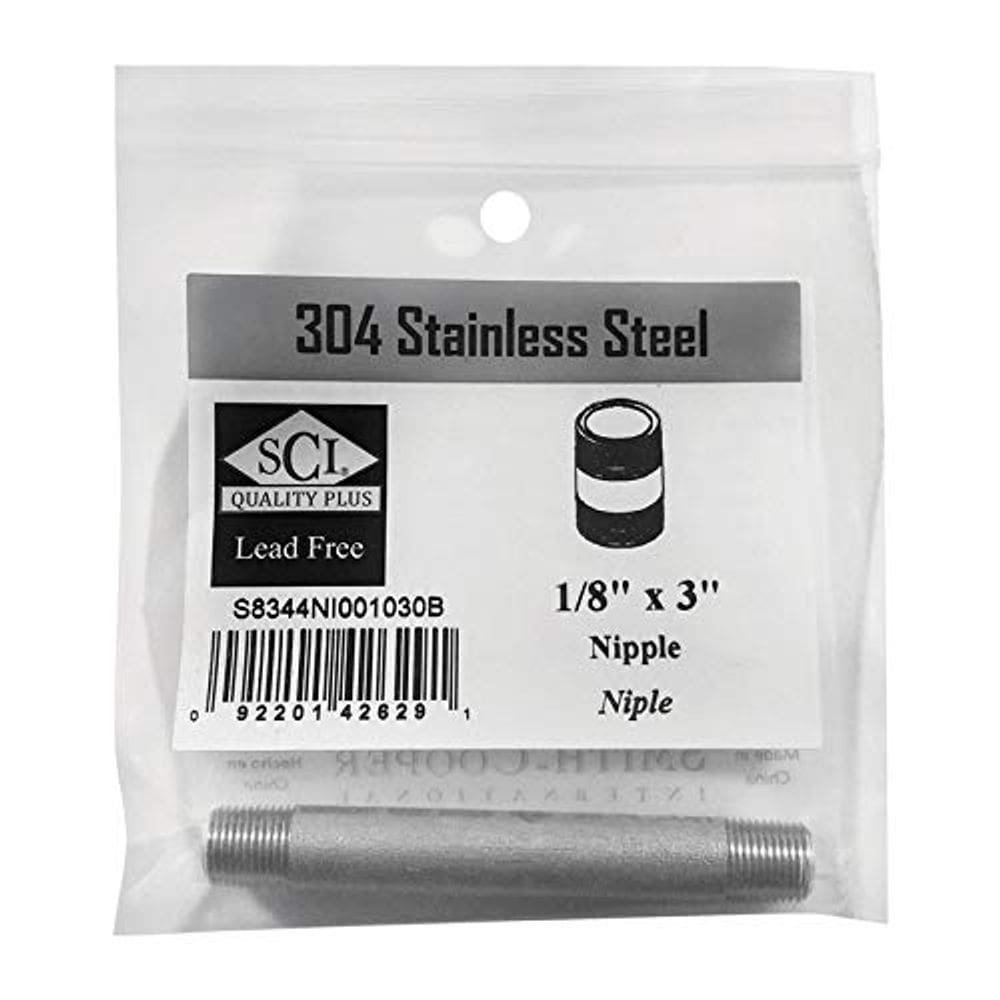 Niple Smith Cooper SS 1/8 x 3, Acero Inoxidable 304