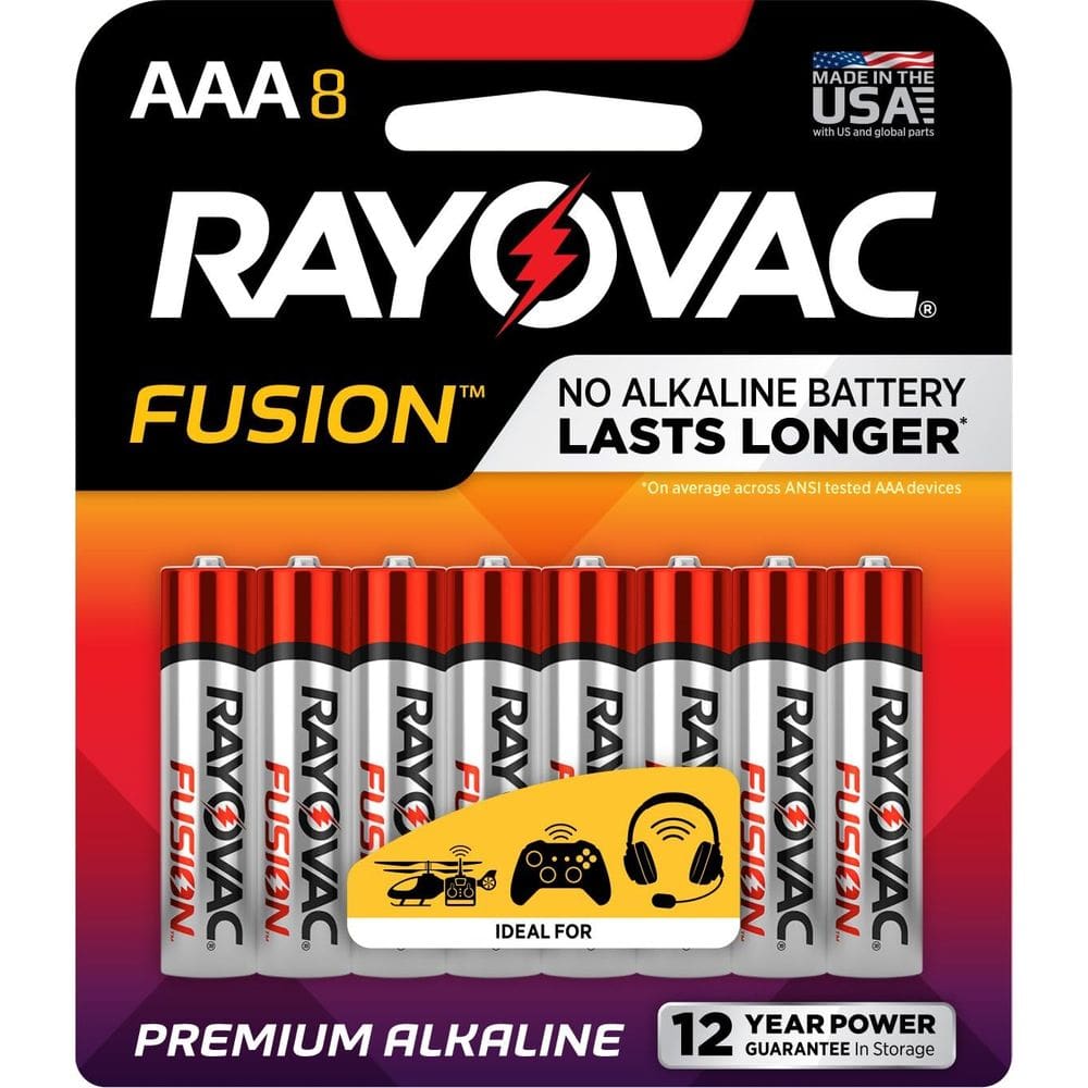 Bateria AAA Rayovac Fusion Premium Alcalina, pacote com 8